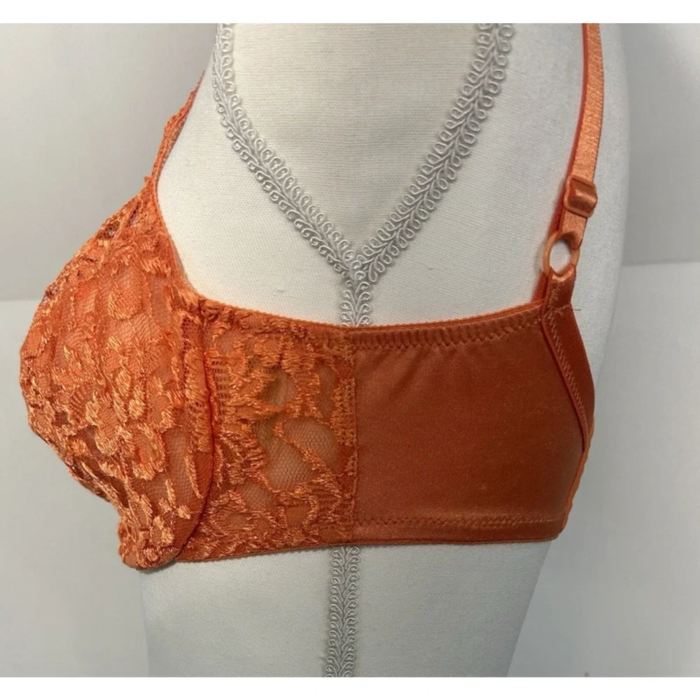 Vintage Victoria‎ Secret Gold Label Lace Bra Underwire Women's 34DD Orange